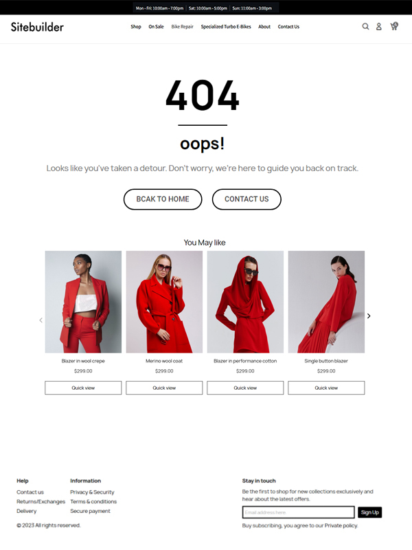 Sitebuilder 404 page demo